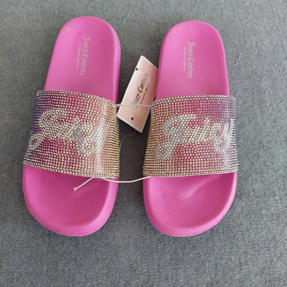 Juicy Couture Rosemead Rainbow Rhinestone Slides - NWT Size 3 / Fits Women’s 5